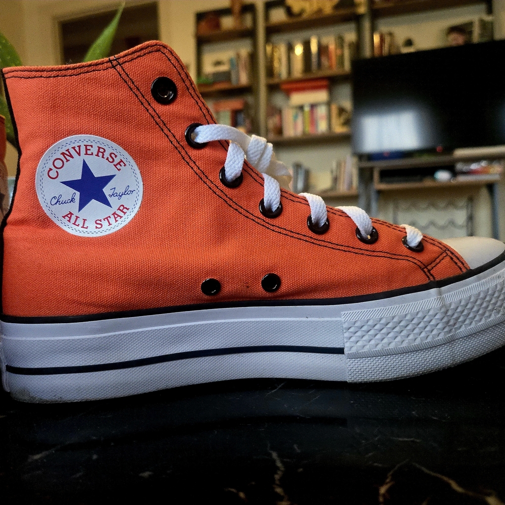 Converse High-Top Sneakers - Bright Orange Chucks - Picture 2 of 3
